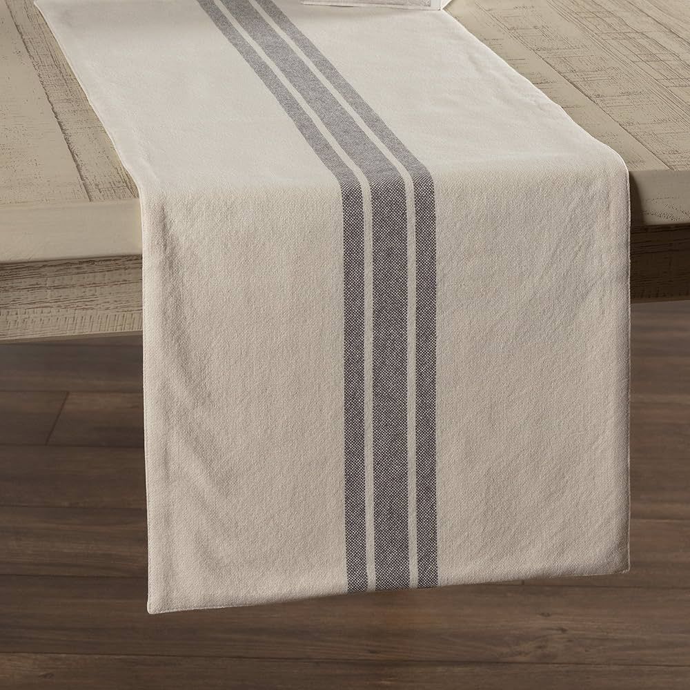 Market Place Gray Grain Sack Stripe 36" Table Runner | Amazon (US)