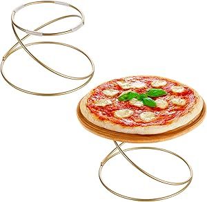 MyGift Modern Gold Wire Metal Pizza Stand Tray Pedestal Rest - Tabletop Circular Serving Platter ... | Amazon (US)