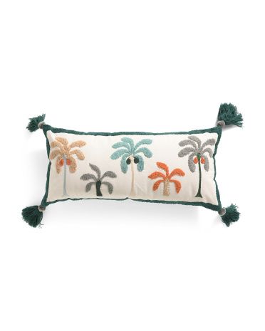 12x27 Palm Tree Pillow With Tassels | TJ Maxx