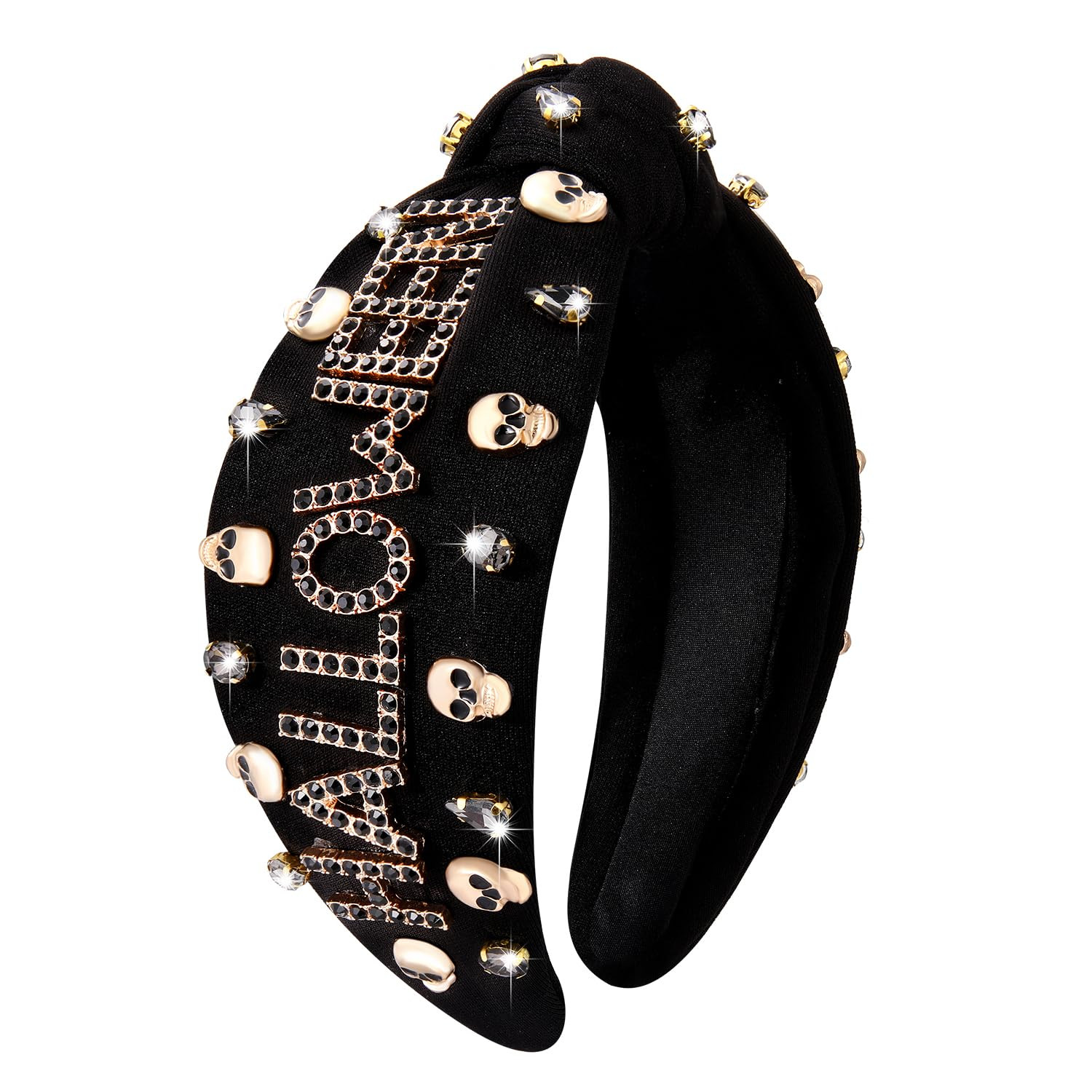 Halloween Headbands for Women Embellished Rhinestone Crsytal Top Knot Headbands Halloween Accessories Costume Party Hair Accessory | Amazon (US)