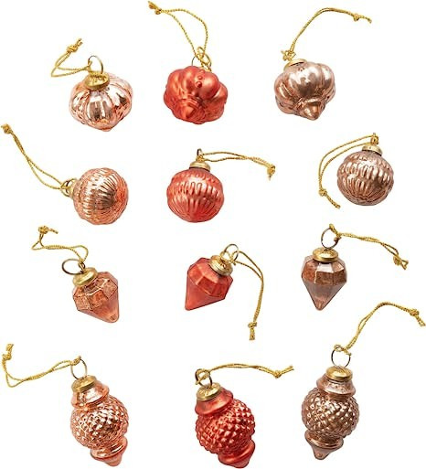 Amazon.com: Creative Co-Op 2" Round Kraft Box, Multi Color, Set of 12 Glass Ornaments, Red/Gold :... | Amazon (US)