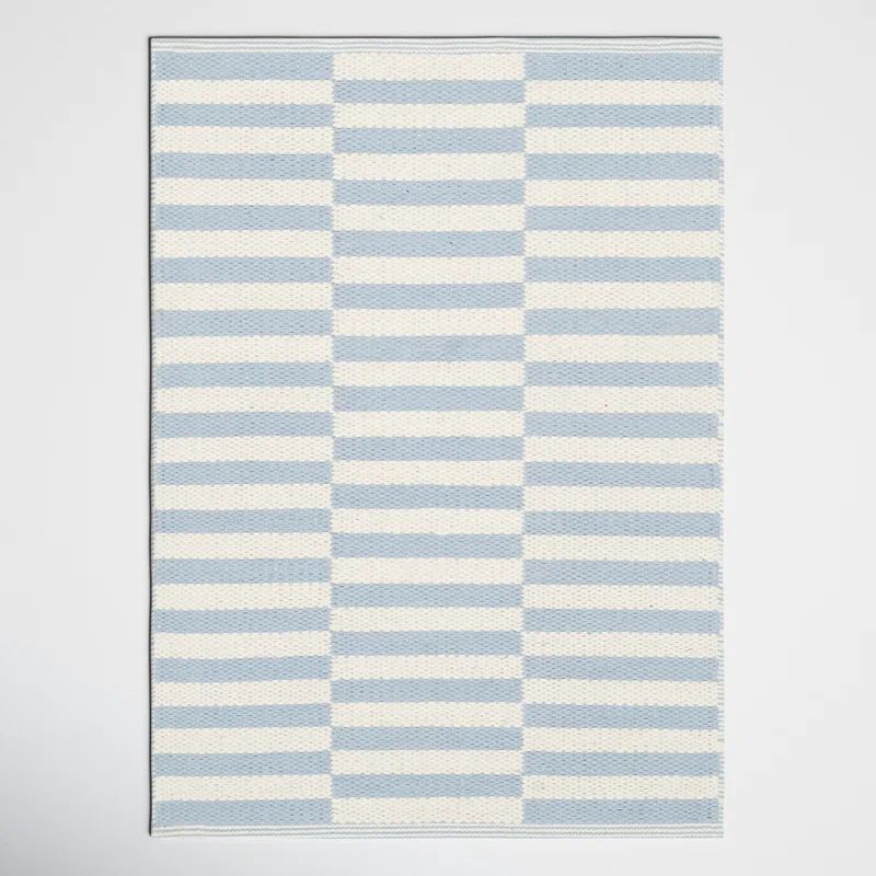 Ilona Handmade Flatweave Cotton Ivory/Light Blue Rug | Wayfair North America