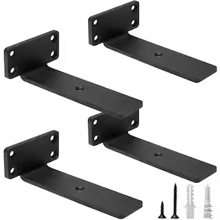 Angel Sar 6 in. Heavy Duty Black Metal L Floating Shelf Brackets Brackets, Cast Iron Wall Shelvin... | The Home Depot
