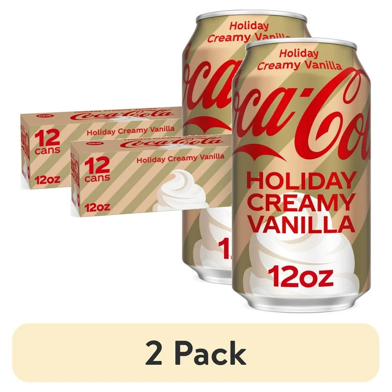 (2 pack) Coca-Cola Holiday Creamy Vanilla Soda Pop Fridge Pack Cans, 12 fl oz, 12 Pack | Walmart (US)