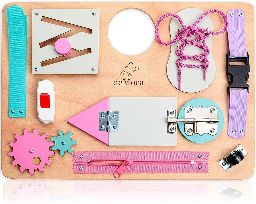 deMoca Busy Board for Toddlers, Montessori Wooden Sensory Toys - Toddler Preschool Learning Activ... | Amazon (US)
