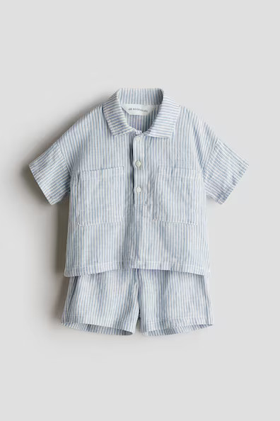 H & M - 2-Piece Linen-Blend Set - Blue | H&M (US + CA)
