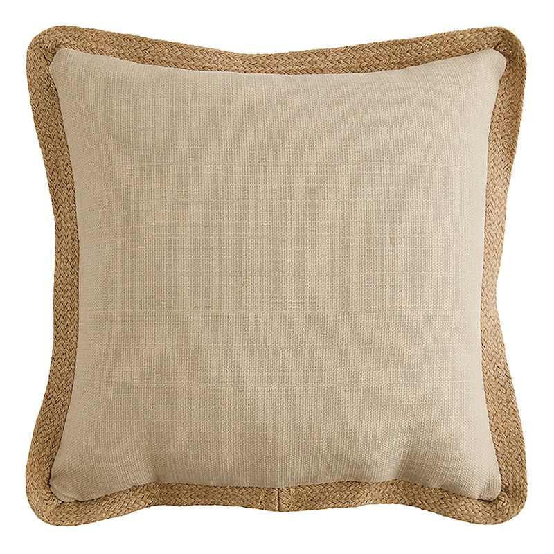 2-Pack Natural Jute Trim Outdoor Throw Pillow, 18" | At Home