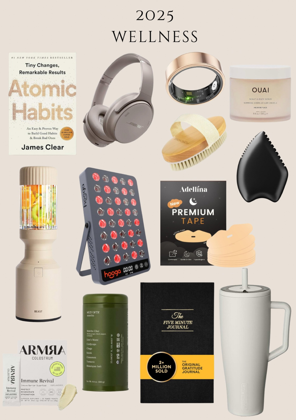 Wellness products 
Fitness ring 
Dry brushing 
Red light therapy 
Wellness journal 
Amazon finds

#LTKFindsUnder100 #LTKGiftGuide #LTKFamily