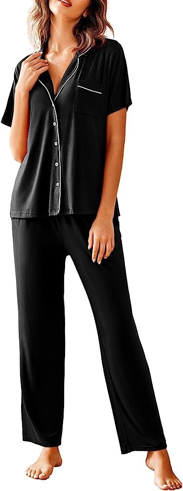 Avidlove Women Pajamas Set Notch Collar Soft Sleepwear Pjs Short Sleeve Button Down Nightwear wit... | Amazon (US)
