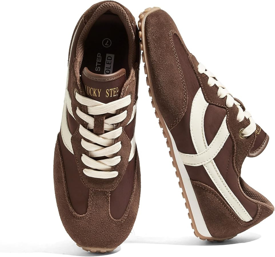 LUCKY STEP Women's Fashion Sneakers - Casual Retro Running Shoes - Non Slip Lightweight Trendy Co... | Amazon (US)
