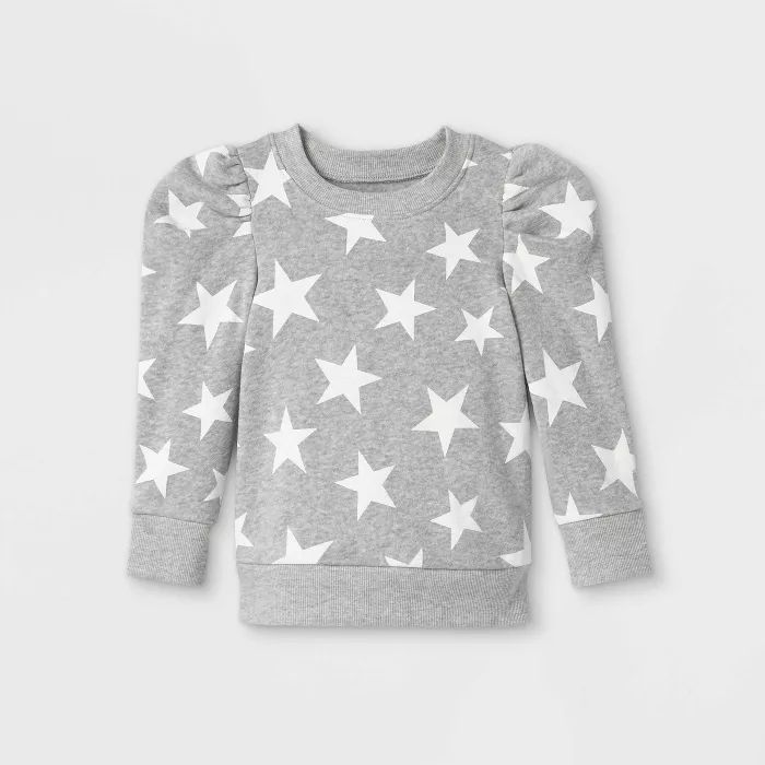 Grayson Mini Toddler Girls&#39; Star Puff Sleeve Fleece Pullover - Gray 5T | Target