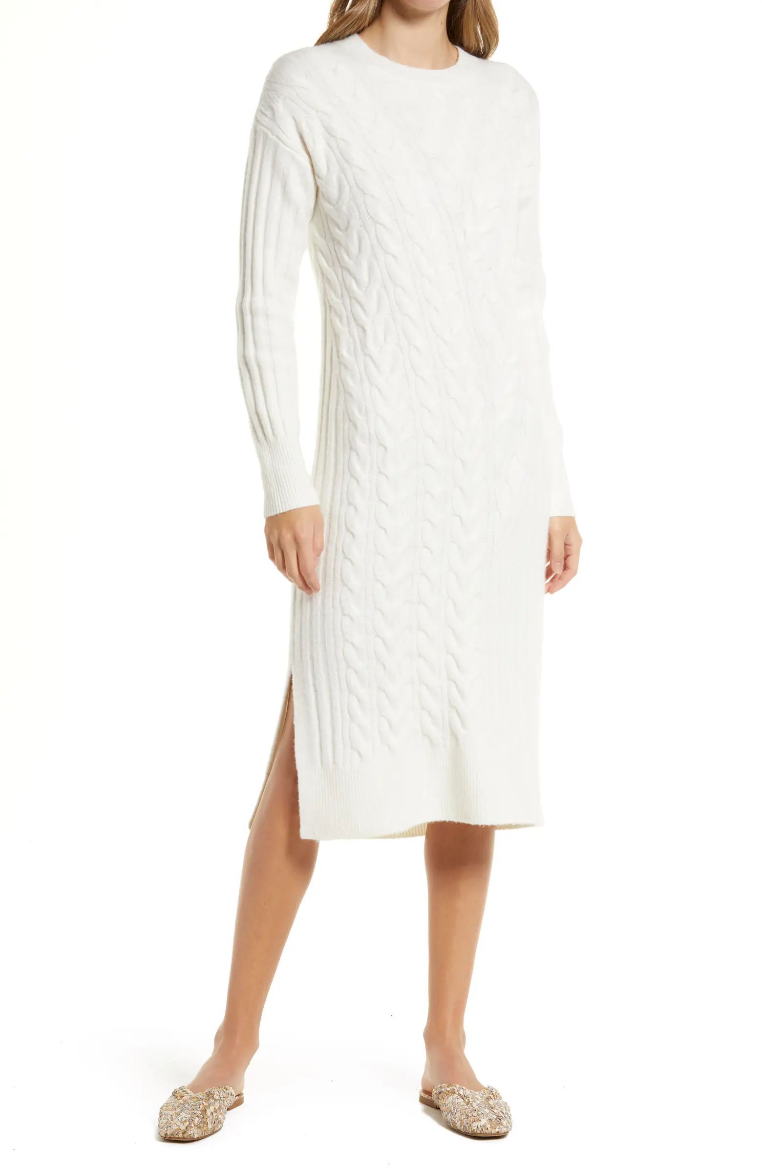 Nordstrom Holiday Long Sleeve Cable Sweater Dress | Nordstrom | Nordstrom