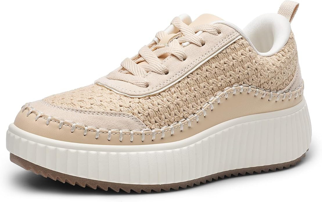 DREAM PAIRS Women Chunky City Tweed Comfortable Casual Platform Fashion Sneaker | Amazon (US)