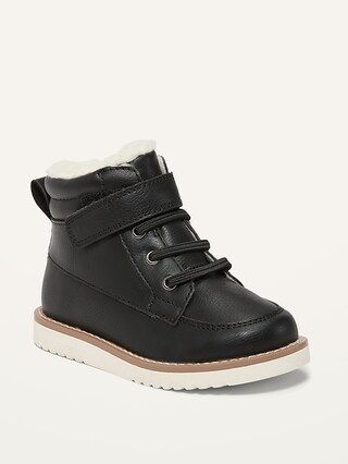 Faux-Leather Sherpa-Trim Lace-Up Boots for Toddler Boys | Old Navy (US)