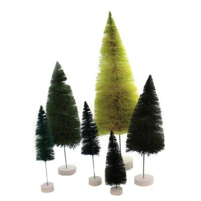 Christmas 15.5" Rainbow Trees Green Bottle Brush  -  Decorative Figurines | Target