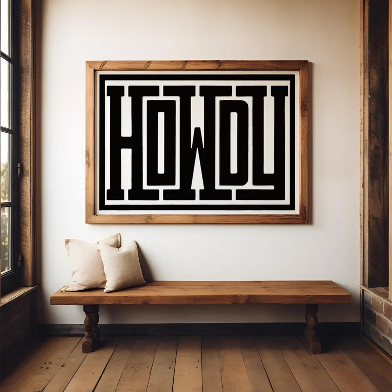 Howdy Typography Wall Art, Western Southwestern Ranch Decor: Print, Framed Print, or Canvas Sign | Etsy (Global)