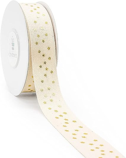 Amazon.com: CT CRAFT LLC Cotton Ribbon with Gold Star - 7/8" (21mm) x 10 Yards | Amazon (US)