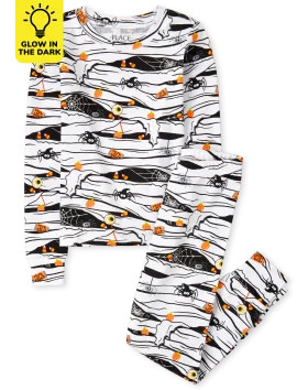 Unisex Kids Matching Family Long Sleeve Glow In The Dark Halloween Mummy Snug Fit Cotton Pajamas ... | The Children's Place