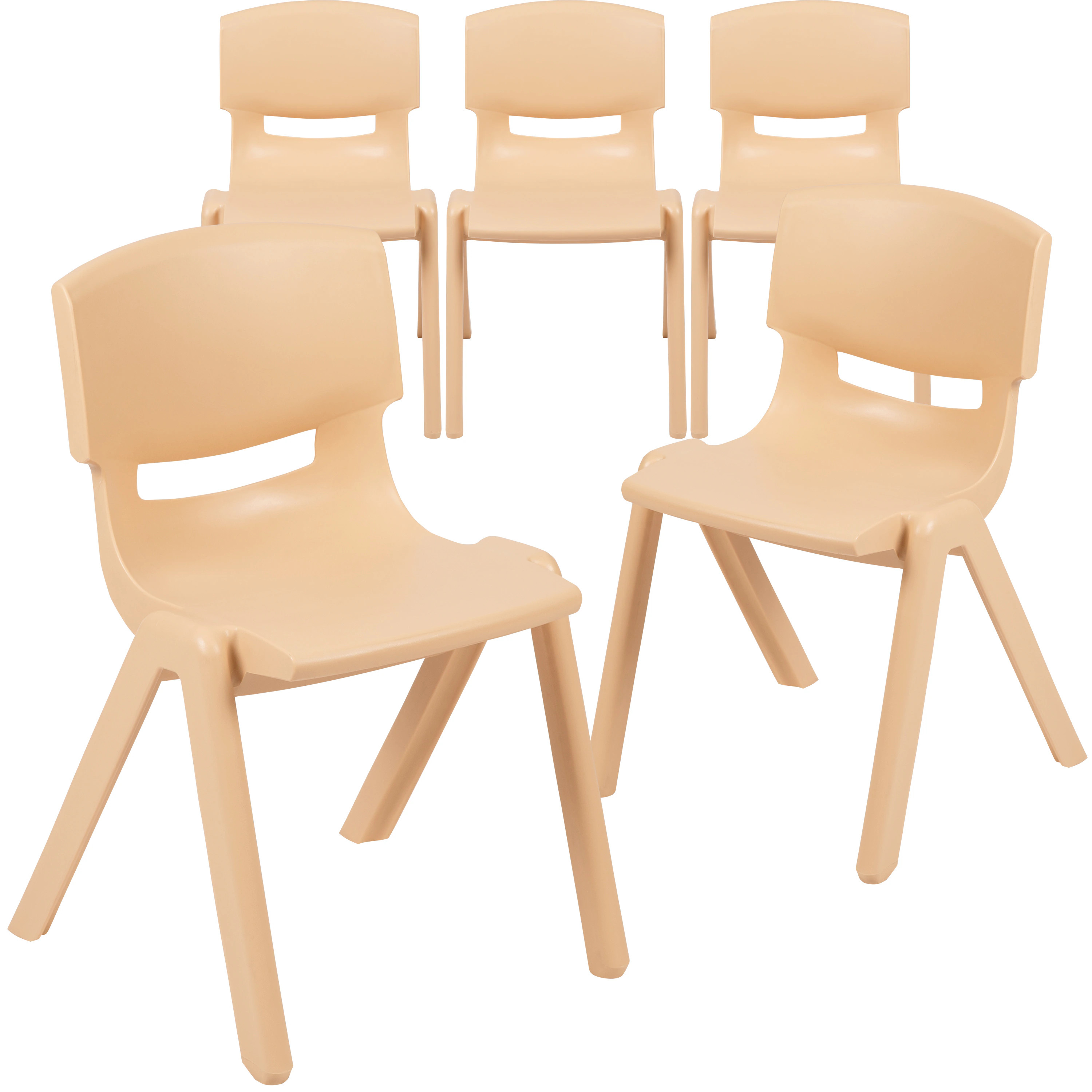 Flash Furniture Whitney 5 Pack Natural Plastic Stackable School Chair with 13.25-in Seat Height one_size in Brown | 889142939337 | Lowe's