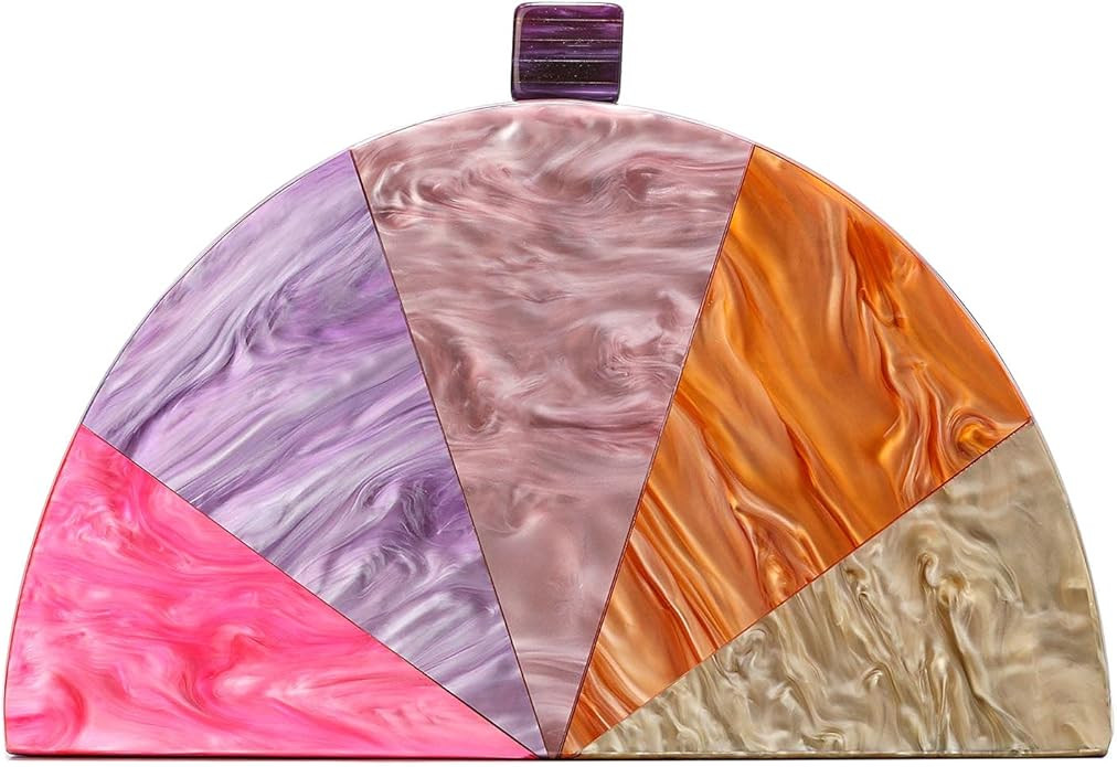 WuYangSto Acrylic Clutch Purse,Semicircle Colorful,Women's Evening Bag For Weddings Party Prom | Amazon (US)