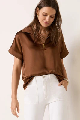 MELISSA NEPTON Women's Jeyda Top, Size XS, Chestnut Brown | Evereve