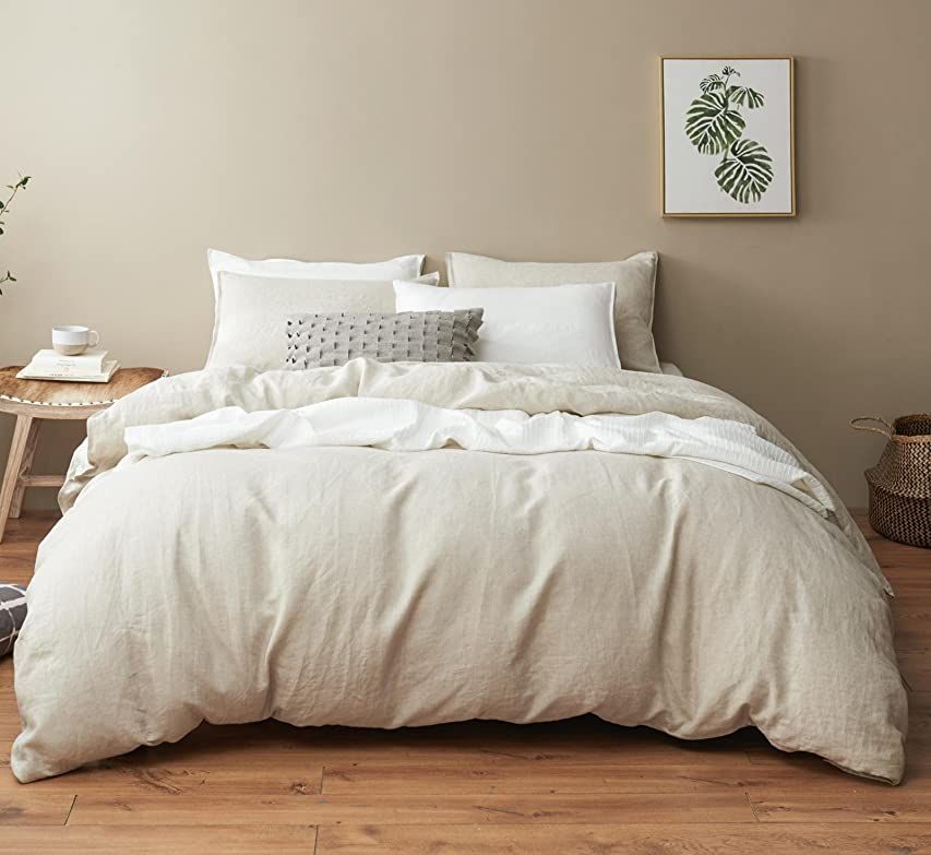 DAPU Pure Linen Duvet Cover Set, 100% Natural French Linen from Normandy, Breathable and Durable for | Amazon (US)