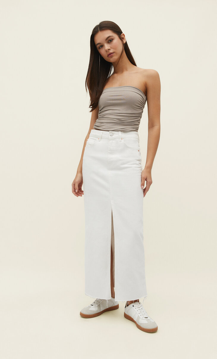 Long denim comfortable skirt | Stradivarius (UK)