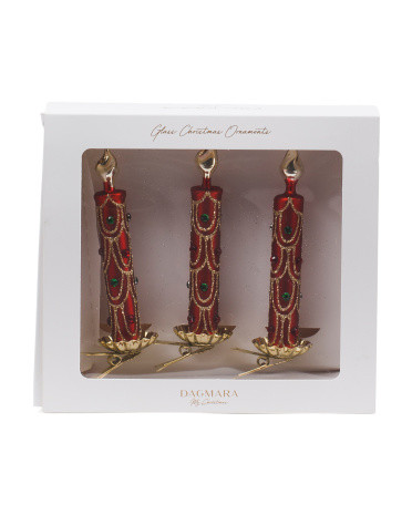 Set Of 3 Handcrafted Glass Ornaments | TJ Maxx