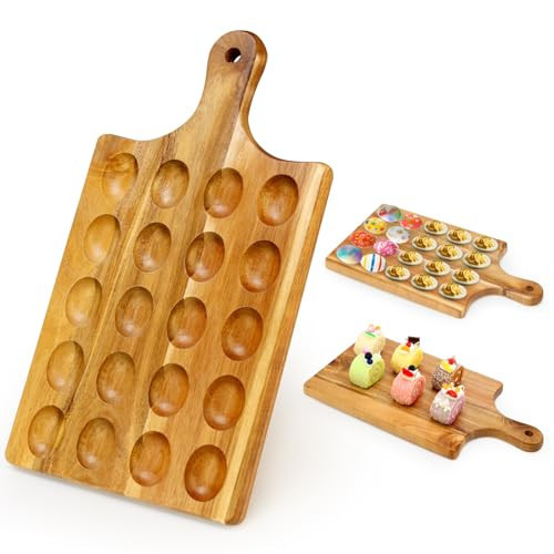 20 Holes Acacia Wood Deviled Egg Tray for Egg Holder Easter Gift Devilled Eggs Container Platter Wooden Cheese Charcuterie Board Devil Egg Serving Dish Carrier Hosting Kitchen Counter Plates | Amazon (US)
