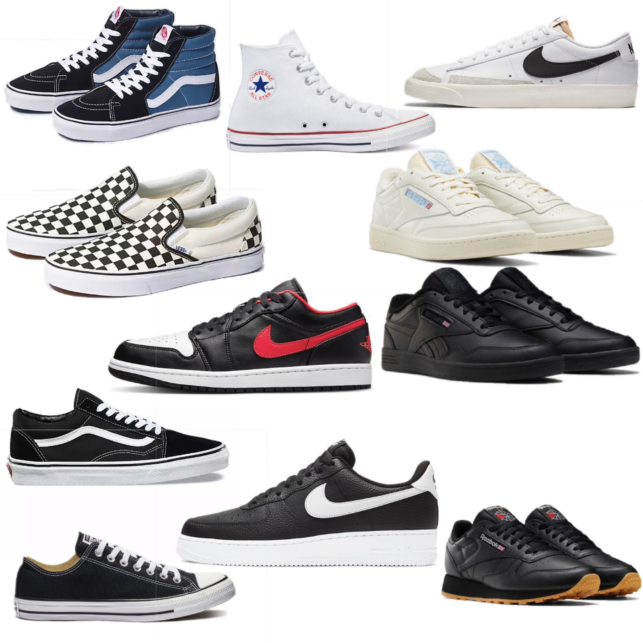 Reebok Club C 85 Vintage Shoes

Reebok Club MEMT

Reebok Classic Leather Shoes

Nike Blazer Low '77 Vintage

Nike Air Force 1

Air Jordan 1 Low

Converse Chuck Taylor All Star Classic

Vans Old Skool

Vans CHECKERBOARD SLIP-ON SHOE

Vans SK8-HI SHOE

#LTKshoecrush #LTKmens #LTKGiftGuide