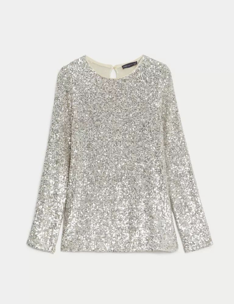 Sequin Round Neck Top | Marks & Spencer (UK)