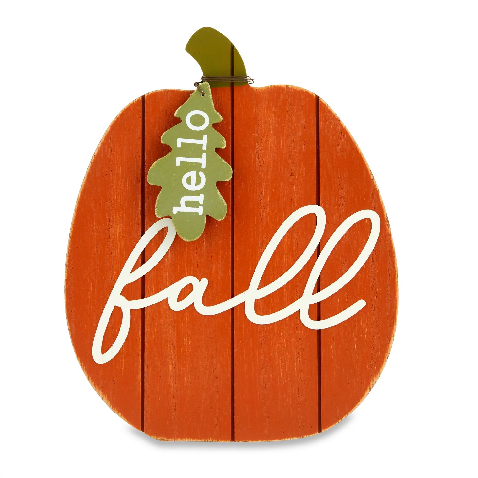 Fall, Harvest 7.88" Orange MDF "Hello Fall" Pumpkin Table Decoration, Way to Celebrate | Walmart (US)