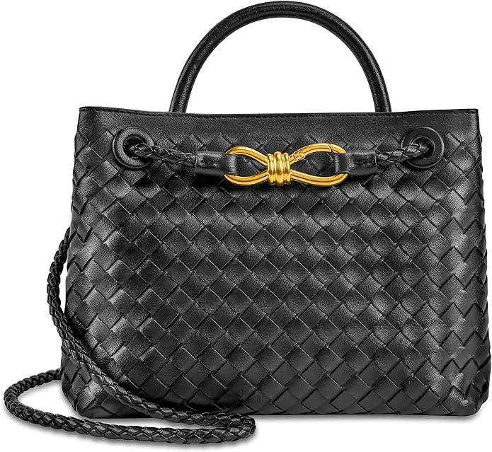 Woven Tote Bag for Women Leather Shoulder Handbag Designer Top Handle Purses | Amazon (US)