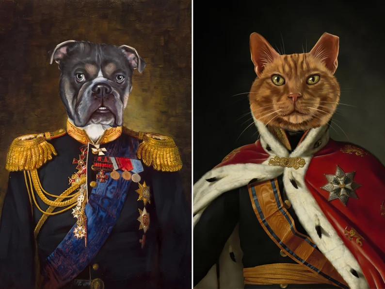 Custom Pet Portrait From Photo, Royal Pet Portrait, Renaissance Dog Portrait, Vintage Pooch Portr... | Etsy (US)