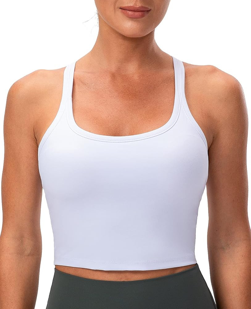 Lavento Women's Racerback Sports Bra Yoga Crop Top with Built in Bra | Amazon (US)