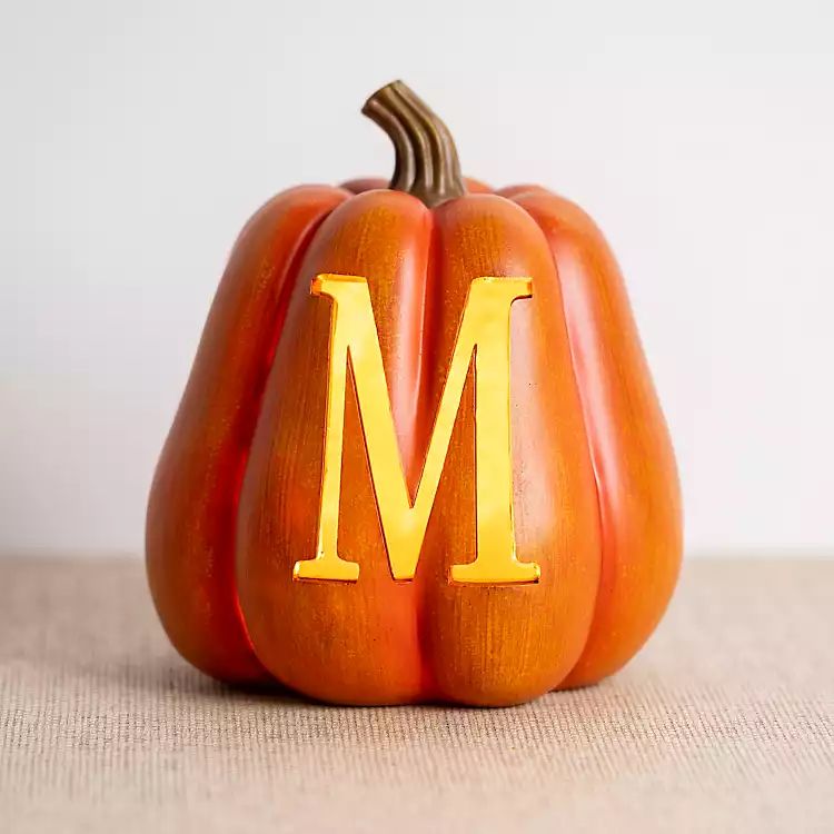 Pre-lit Orange Monogram M Pumpkin | Kirkland's Home