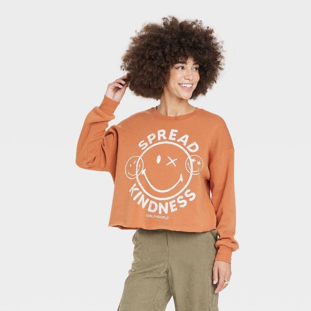 Women&#39;s Spread Kindness Graphic Sweatshirt - Brown L | Target