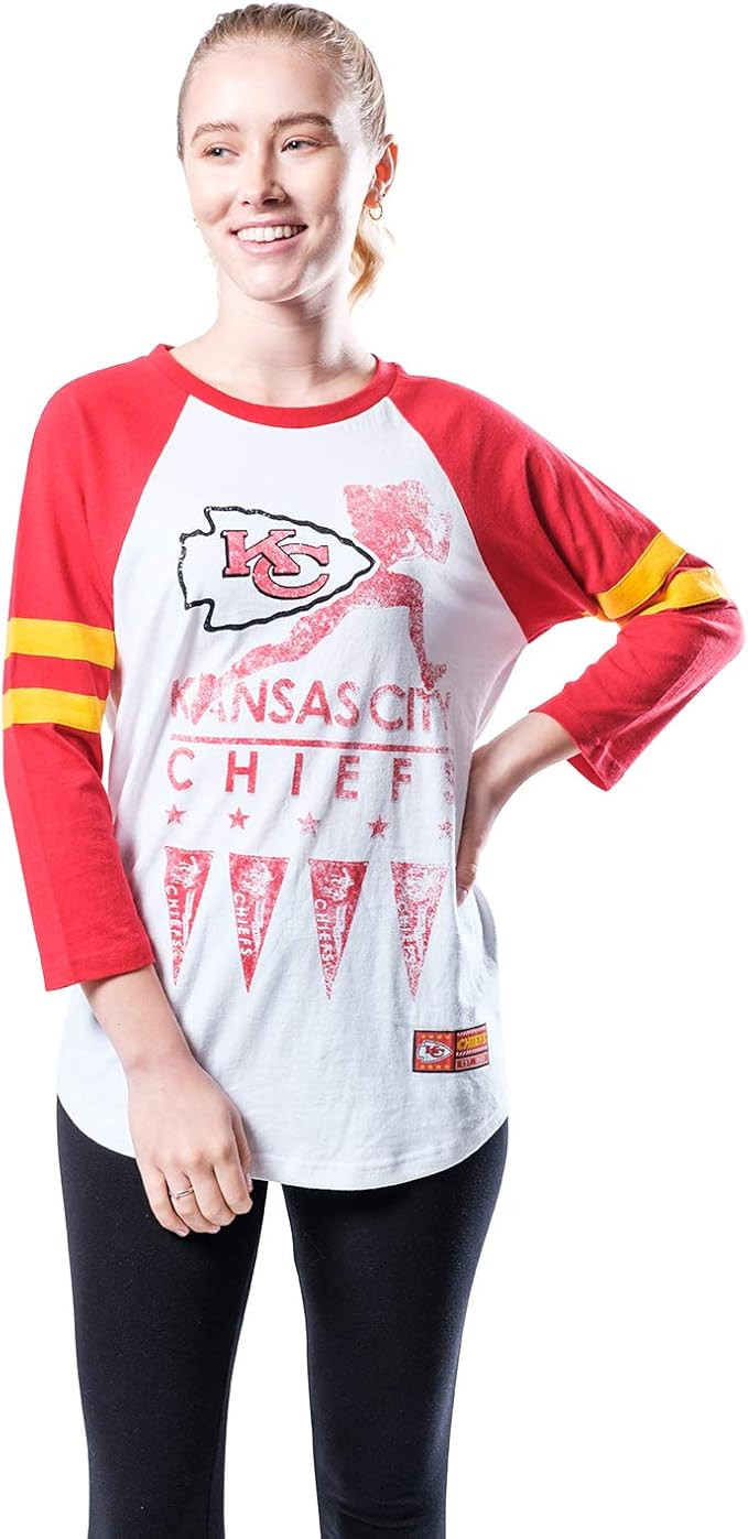 Ultra Game NFL Womens Raglan 3/4 Long Sleeve Baseball T-Shirt | Amazon (US)