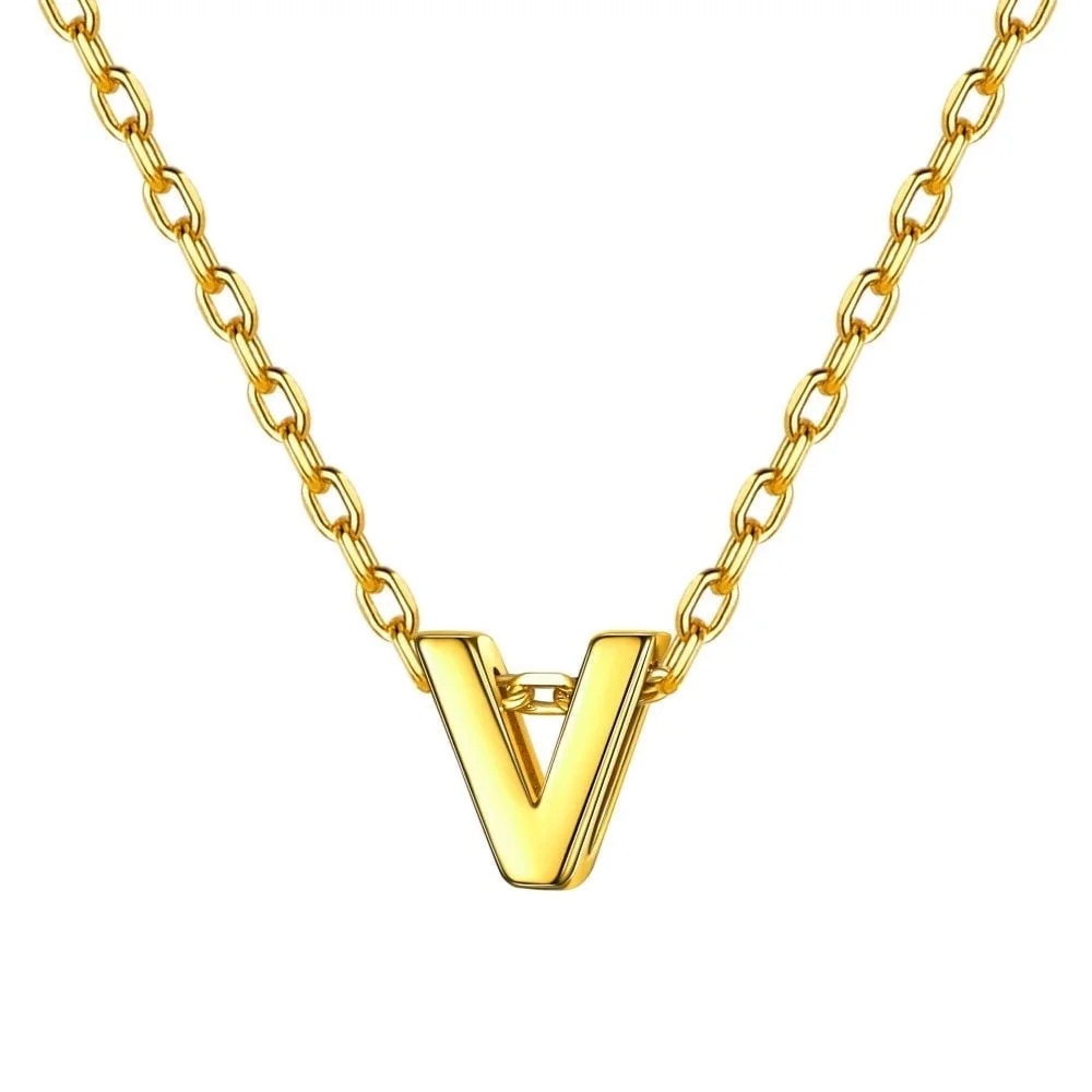 ChicSilver 14K Gold Plated Initial V Necklaces for Womenfriend Sterling Silver Name Alphabet Lett... | Walmart (US)