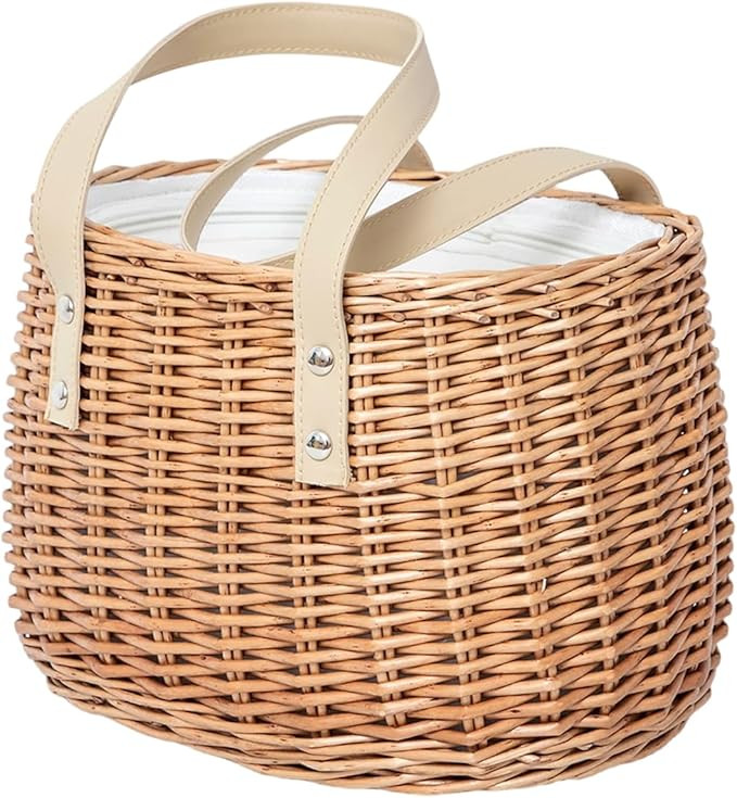 KINGWILLOW,Picnic Basket, Woven Willow Insulated Wicker Storage Basket – Zippered Canvas Lining... | Amazon (US)