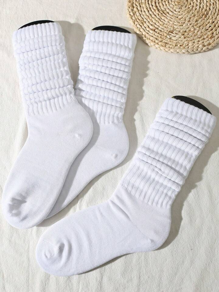 3pairs white socks crew socks Bubble Pile Socks | SHEIN