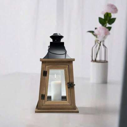 Gardens 14" Rustic Wood Metal Lantern, Medium | SHEIN