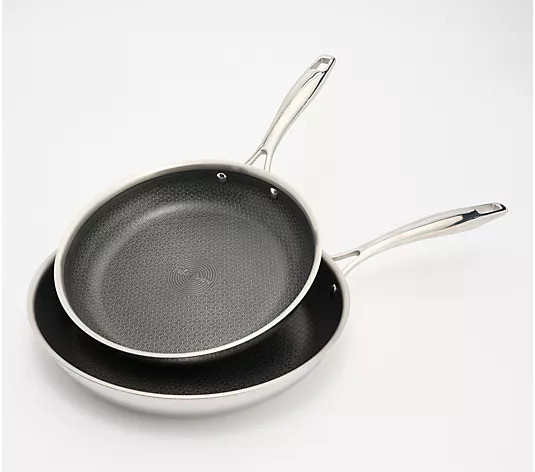 Fabio Viviani 2-Pc Tri-Ply S/S Ceramic Nonstick Etched Fry Pans - QVC.com | QVC