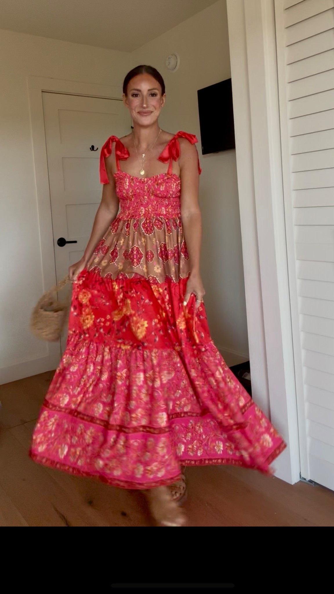 This dress!! 🥰 Looks like FP version ($168) but it’s AMAZON! Impressed with the quality. In small. Maxi tie strap red orange dress summer dress vacation dress 

#LTKStyleTip #LTKSummerEdit #LTKTravel