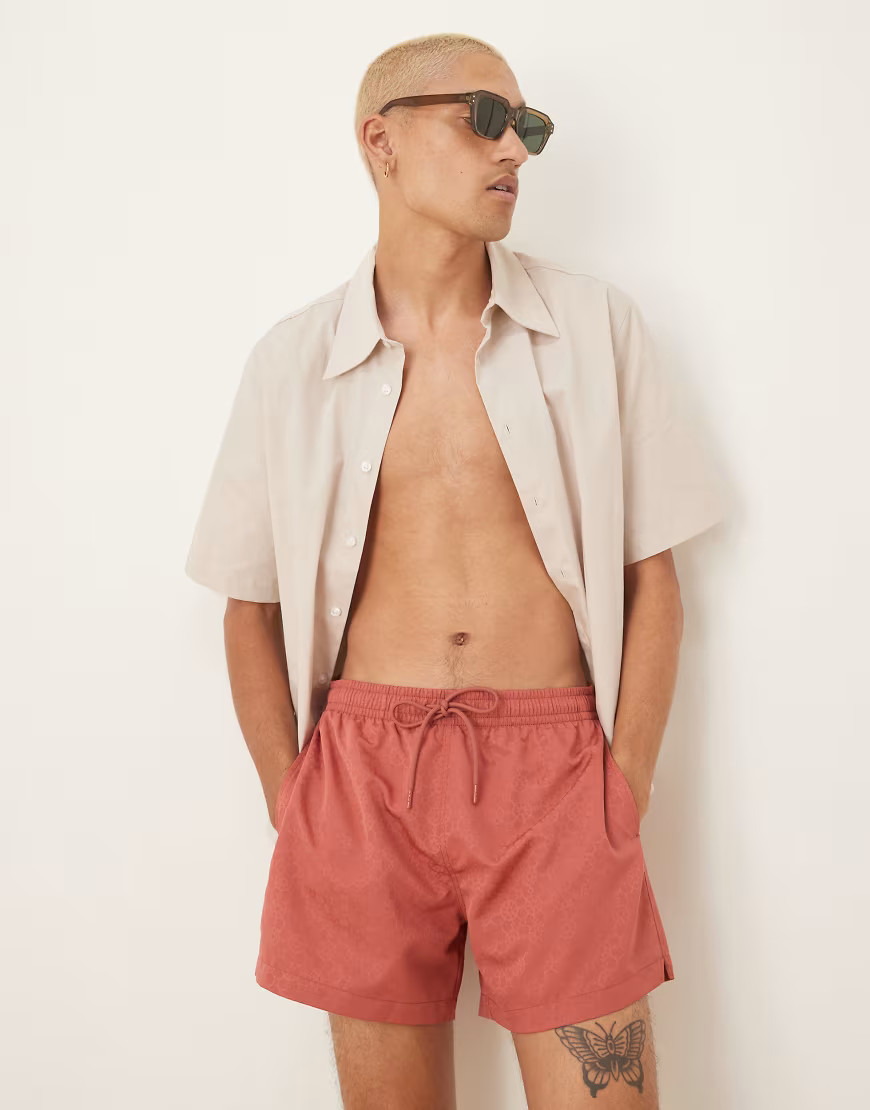 Abercrombie & Fitch swimwear 5-inch shorts in salmon-pink | ASOS (Global)
