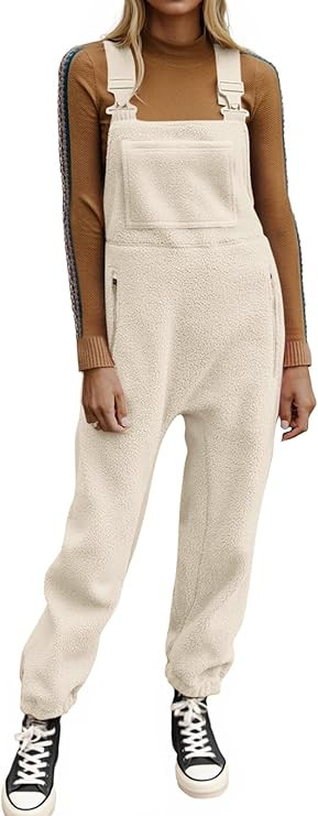 Ebifin Women's Fleece Warm Overalls Winter Loose Casual Jumpsuits with Pockets | Amazon (US)