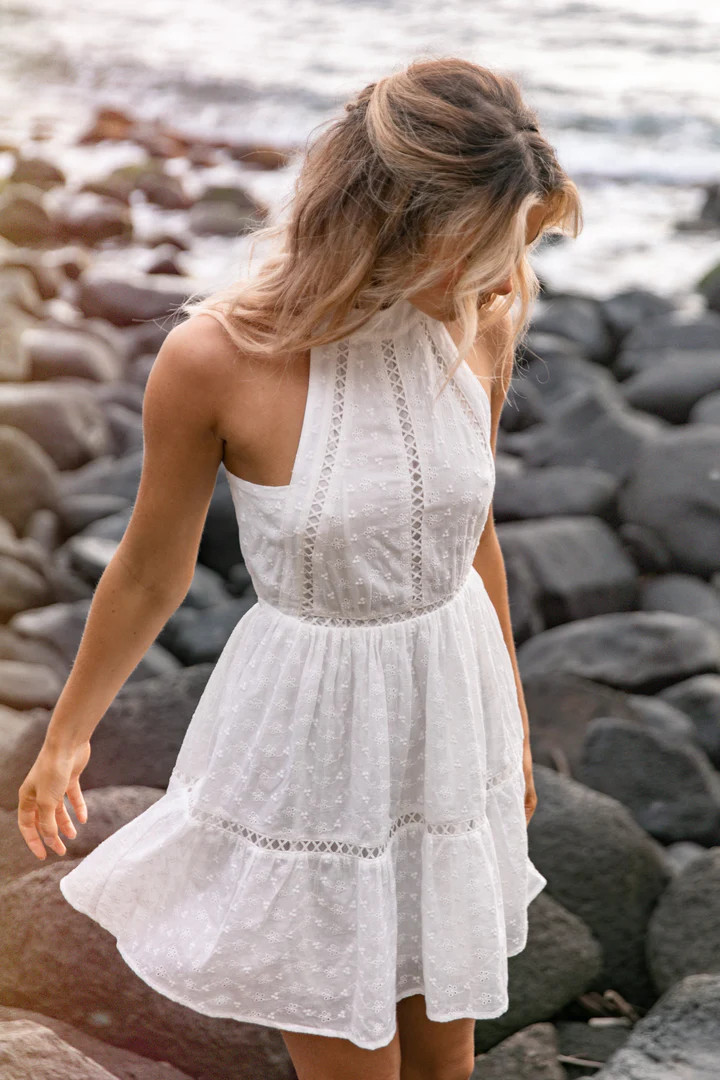 Raffael High Neck Mini Dress - White | Petal & Pup (US)