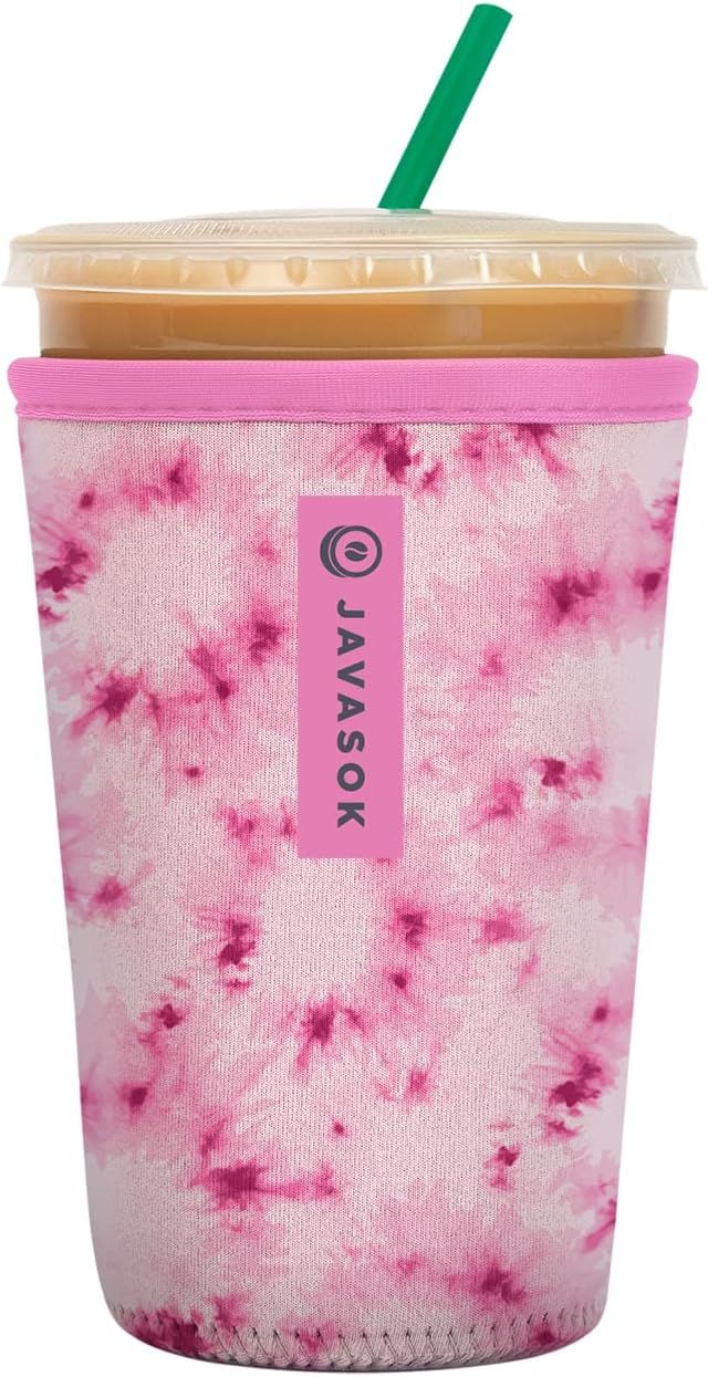 Sok It Java Sok Reusable Neoprene Insulator Sleeve for Iced Coffee Cups (Pink Splash Tie Dye, Med... | Amazon (US)