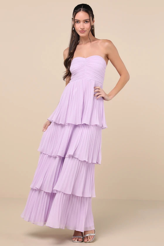 Seriously Sensational Lavender Strapless Tiered Maxi Dress | Lulus
