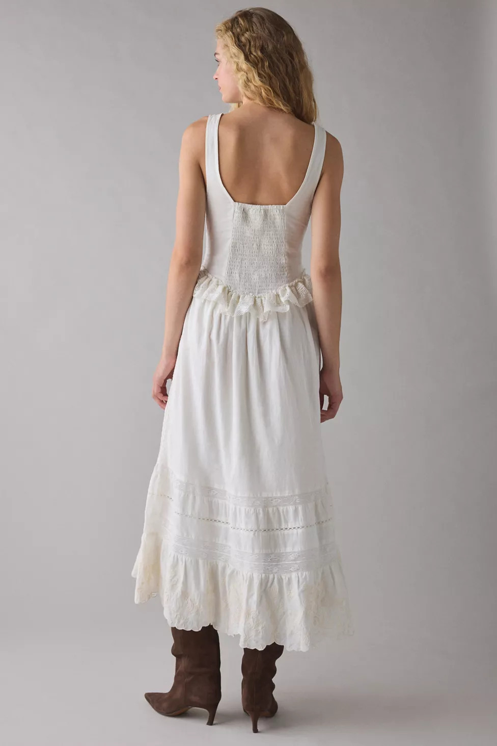 UO Perfectly Victorian Lace Trim Corset Midi Dress | Urban Outfitters (US and RoW)